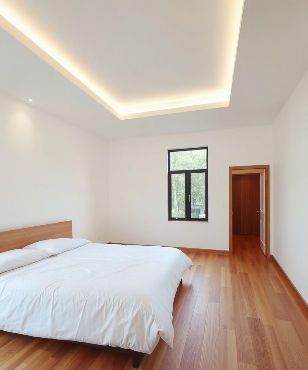 Quarto com sanca LED em teto falso